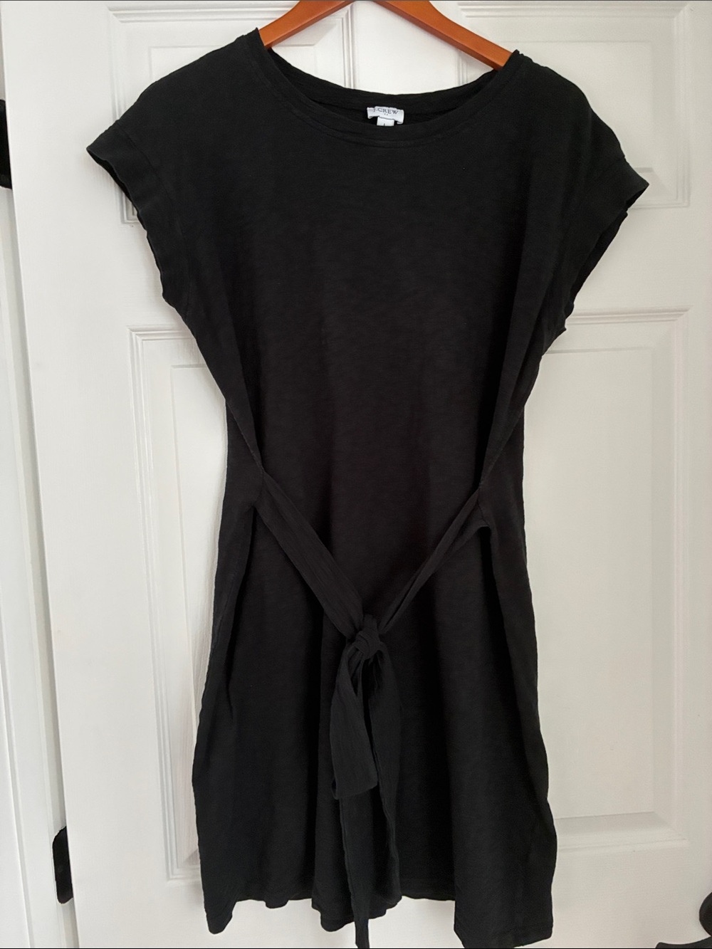 J. Crew tie front black tee shirt dress Size Large